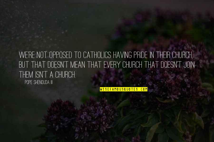 Petraeus Affair Quotes By Pope Shenouda III: We're not opposed to Catholics having pride in