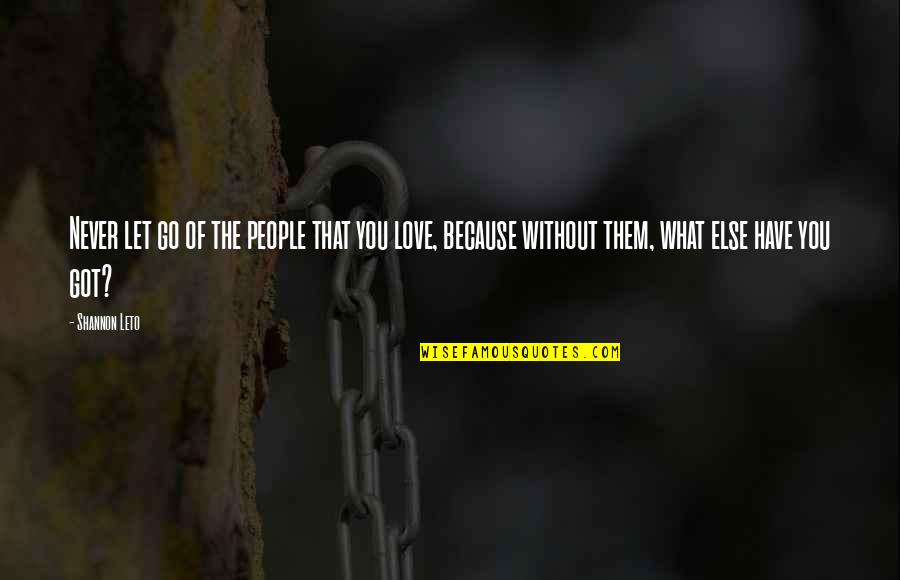 Petrarch Love Quotes By Shannon Leto: Never let go of the people that you