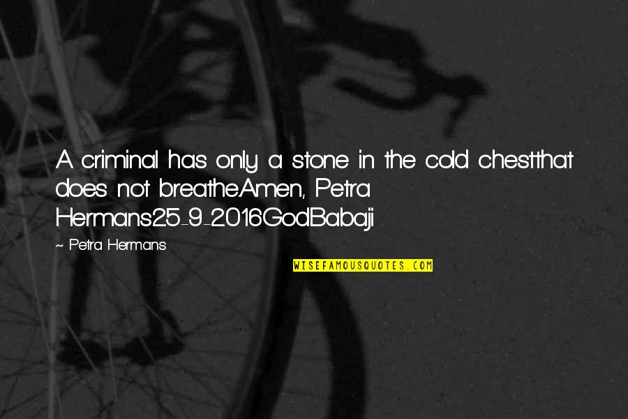 Petra's Quotes By Petra Hermans: A criminal has only a stone in the