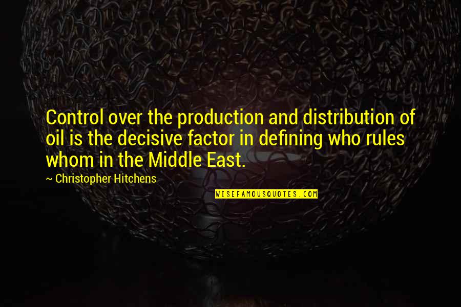 Petroleum's Quotes By Christopher Hitchens: Control over the production and distribution of oil