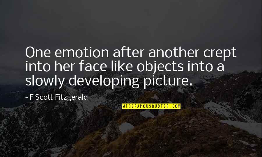 Pets And Happiness Quotes By F Scott Fitzgerald: One emotion after another crept into her face