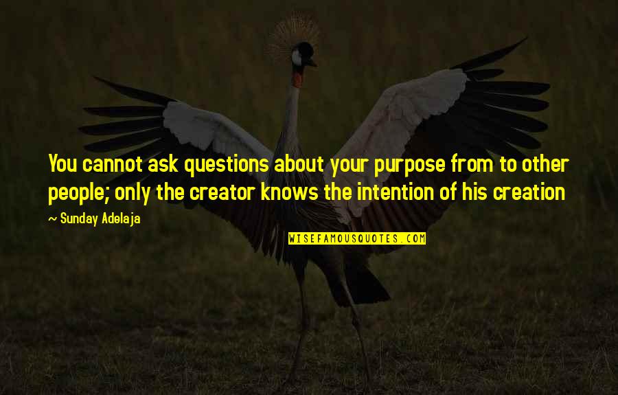 Pets In Buddhism Quotes By Sunday Adelaja: You cannot ask questions about your purpose from Pets In Buddhism Quotes By Sunday Adelaja: You cannot ask questions about your purpose from