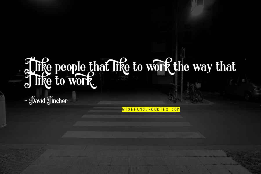 Pettifogging Pernickety Quotes By David Fincher: I like people that like to work the Pettifogging Pernickety Quotes By David Fincher: I like people that like to work the