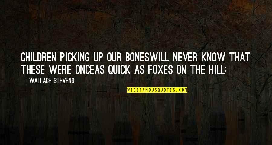 Peverelli Quotes By Wallace Stevens: Children picking up our bonesWill never know that