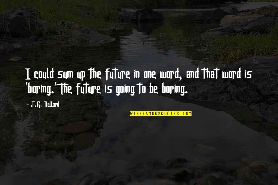 Pewniak Quotes By J.G. Ballard: I could sum up the future in one Pewniak Quotes By J.G. Ballard: I could sum up the future in one