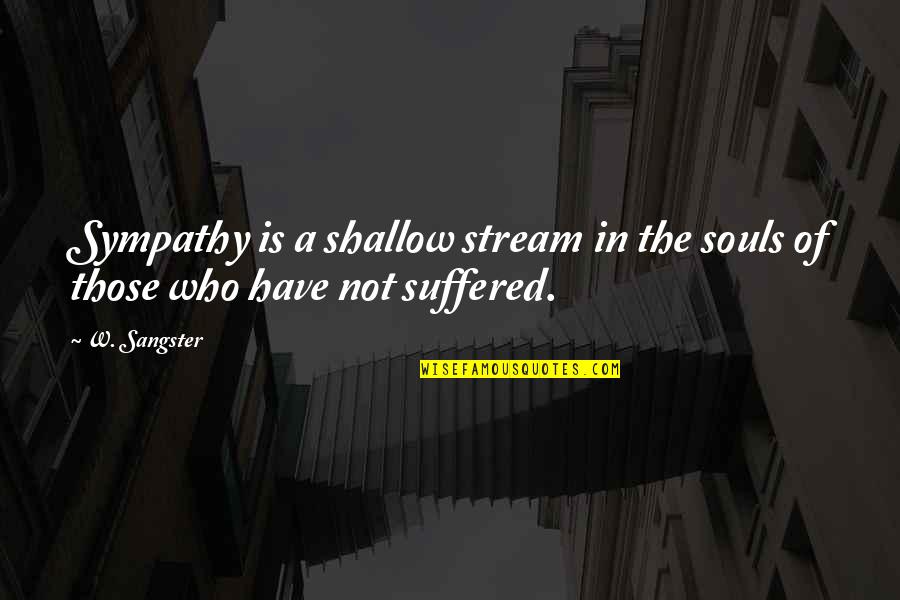 Pfannenstiel Pronunciation Quotes By W. Sangster: Sympathy is a shallow stream in the souls