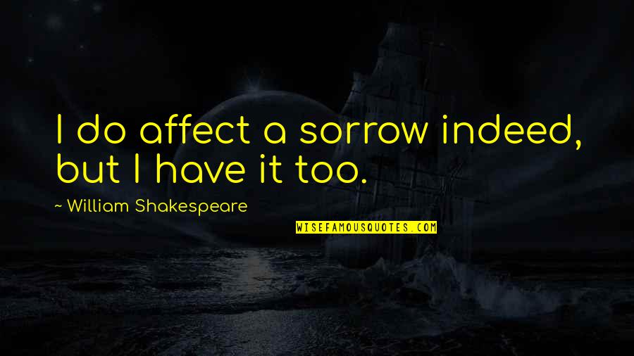 Pflaumer Bros Quotes By William Shakespeare: I do affect a sorrow indeed, but I