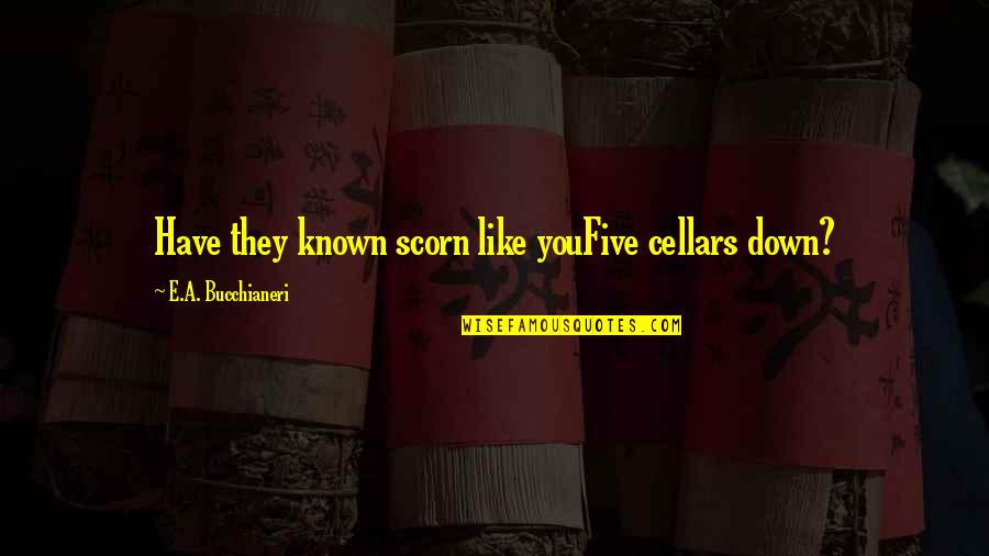 Phantom Of The Opera House Quotes By E.A. Bucchianeri: Have they known scorn like youFive cellars down? Phantom Of The Opera House Quotes By E.A. Bucchianeri: Have they known scorn like youFive cellars down?