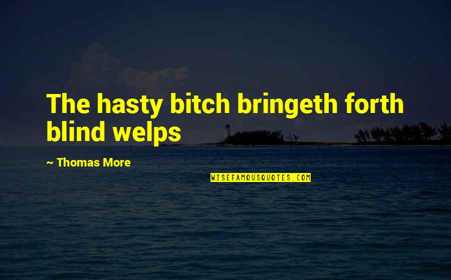 Pharrells Children Quotes By Thomas More: The hasty bitch bringeth forth blind welps