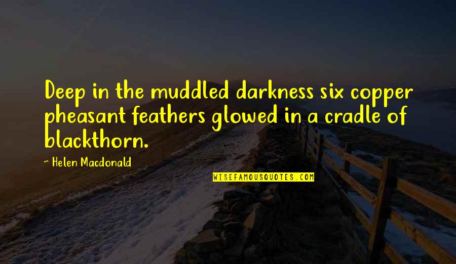 Pheasant Quotes By Helen Macdonald: Deep in the muddled darkness six copper pheasant