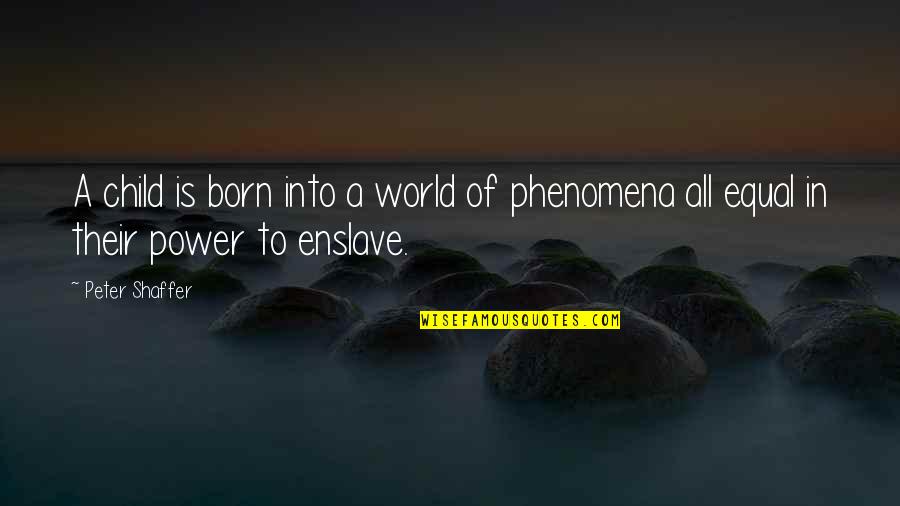 Phenomena Quotes By Peter Shaffer: A child is born into a world of
