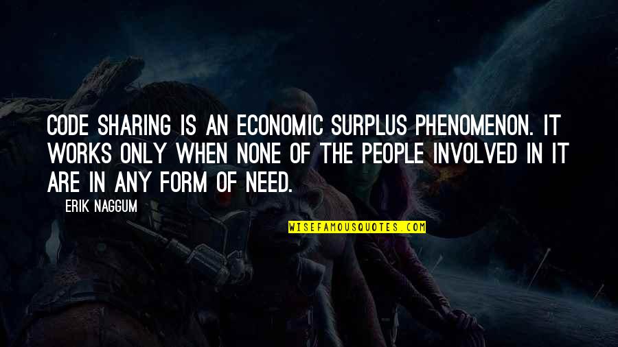 Phenomenon Quotes By Erik Naggum: Code sharing is an economic surplus phenomenon. It Phenomenon Quotes By Erik Naggum: Code sharing is an economic surplus phenomenon. It