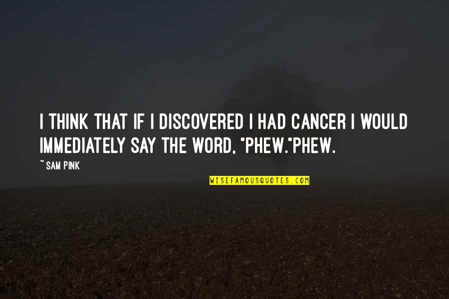 Phew Quotes By Sam Pink: I think that if I discovered I had