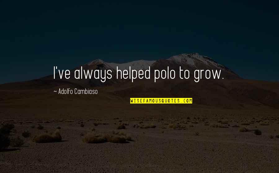 Phi Mu Mom Quotes By Adolfo Cambiaso: I've always helped polo to grow.