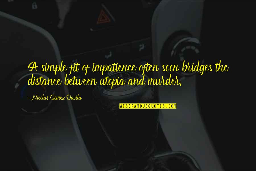 Phidean Quotes By Nicolas Gomez Davila: A simple fit of impatience often soon bridges Phidean Quotes By Nicolas Gomez Davila: A simple fit of impatience often soon bridges