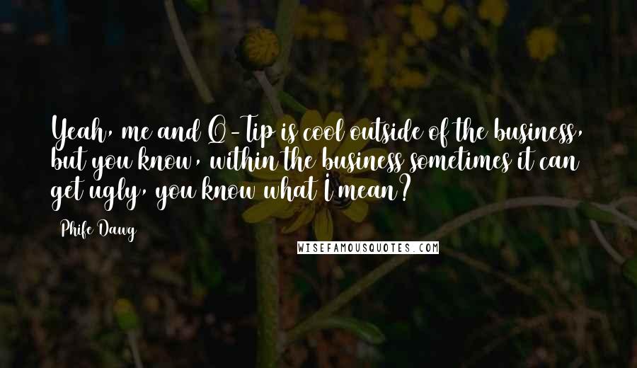 Phife Dawg quotes: Yeah, me and Q-Tip is cool outside of the business, but you know, within the business sometimes it can get ugly, you know what I mean?
