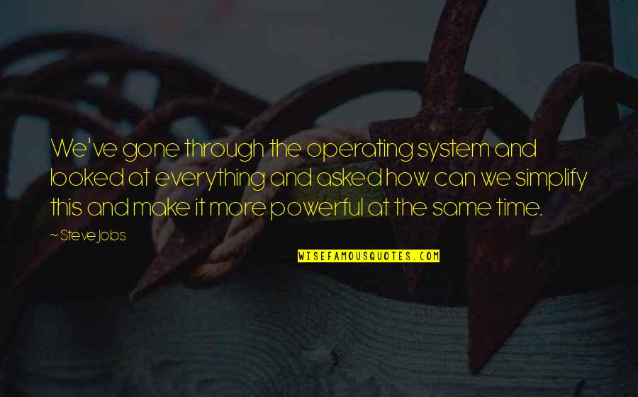 Phil Duffy Quotes By Steve Jobs: We've gone through the operating system and looked Phil Duffy Quotes By Steve Jobs: We've gone through the operating system and looked