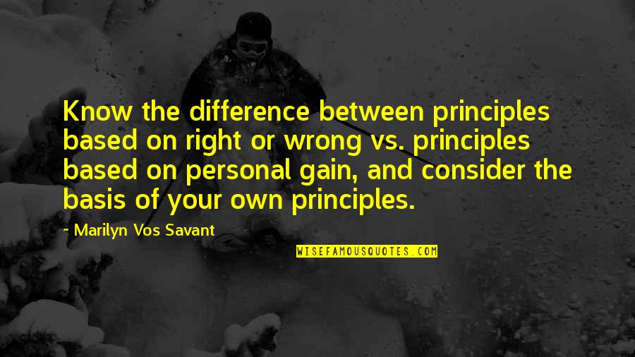 Phil Fish Quotes By Marilyn Vos Savant: Know the difference between principles based on right