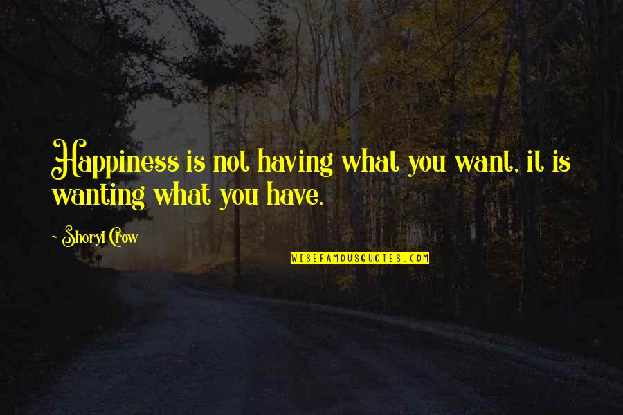 Philammon Quotes By Sheryl Crow: Happiness is not having what you want, it