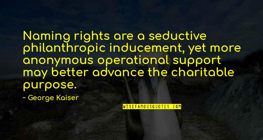 Philanthropic Quotes By George Kaiser: Naming rights are a seductive philanthropic inducement, yet