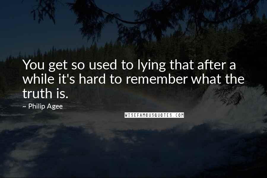 Philip Agee quotes: You get so used to lying that after a while it's hard to remember what the truth is.