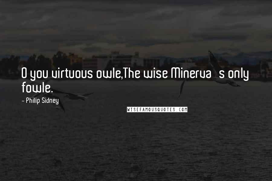 Philip Sidney quotes: O you virtuous owle,The wise Minerva's only fowle.