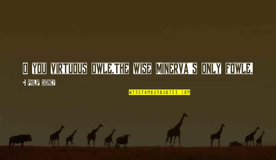 Philip T M Quotes By Philip Sidney: O you virtuous owle,The wise Minerva's only fowle.