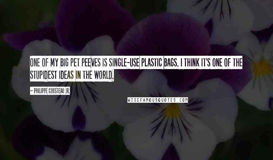 Philippe Cousteau Jr. quotes: One of my big pet peeves is single-use plastic bags. I think it's one of the stupidest ideas in the world.