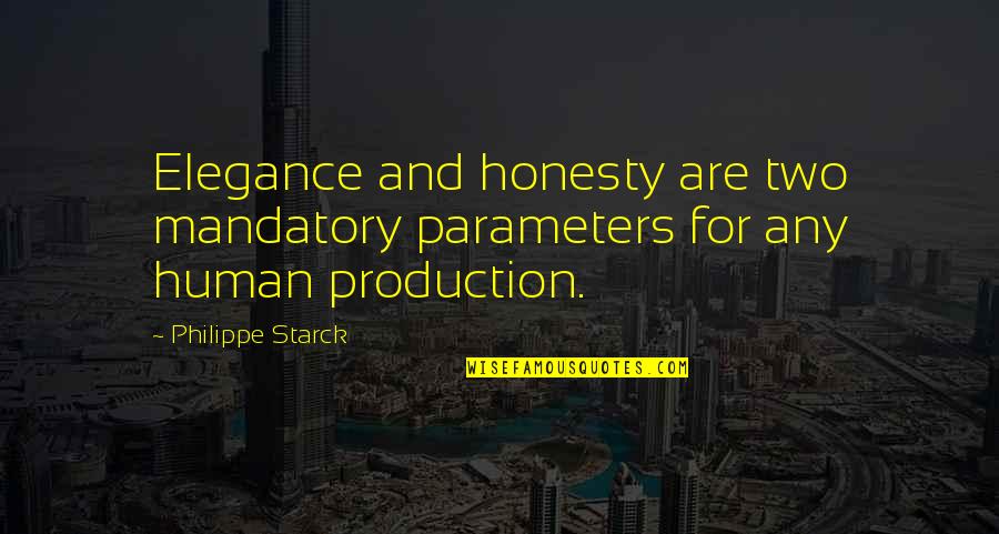 Philippe Starck Quotes By Philippe Starck: Elegance and honesty are two mandatory parameters for