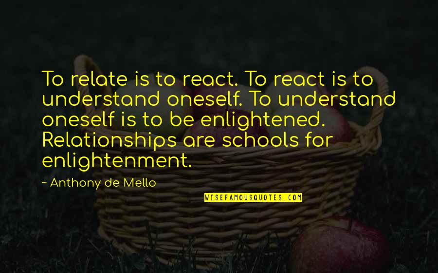 Phillip Clyde Quotes By Anthony De Mello: To relate is to react. To react is Phillip Clyde Quotes By Anthony De Mello: To relate is to react. To react is