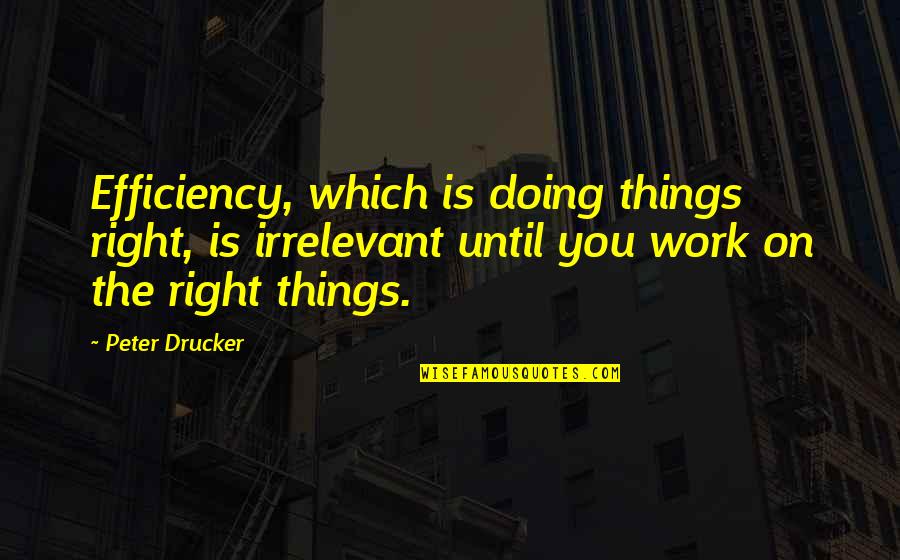 Philoctetes Summary Quotes By Peter Drucker: Efficiency, which is doing things right, is irrelevant Philoctetes Summary Quotes By Peter Drucker: Efficiency, which is doing things right, is irrelevant