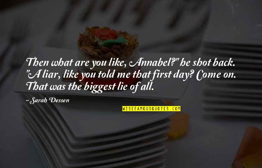 Philopher Quotes By Sarah Dessen: Then what are you like, Annabel?" he shot