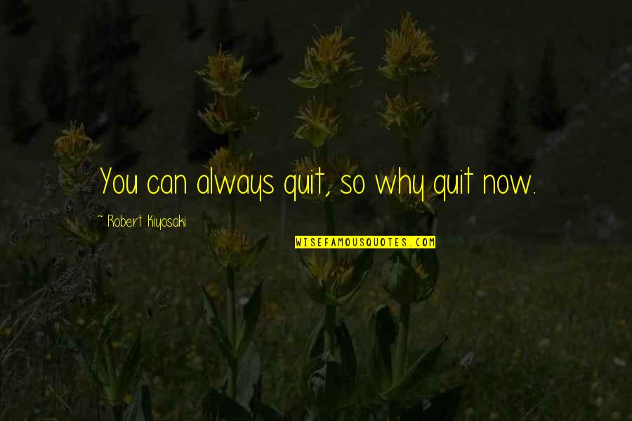 Philosopher In Barrel Quotes By Robert Kiyosaki: You can always quit, so why quit now.