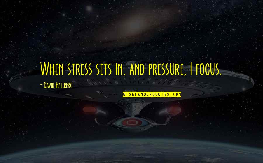 Philosophical Productivity Quotes By David Hallberg: When stress sets in, and pressure, I focus.