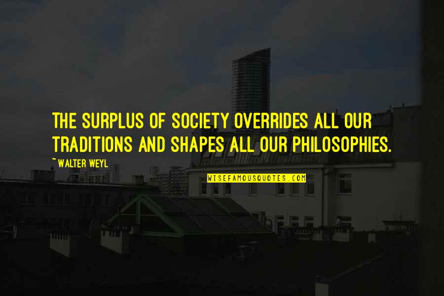 Philosophies In Quotes By Walter Weyl: The surplus of society overrides all our traditions