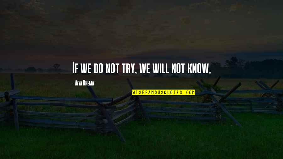 Philosophos Quotes By Ayya Khema: If we do not try, we will not Philosophos Quotes By Ayya Khema: If we do not try, we will not