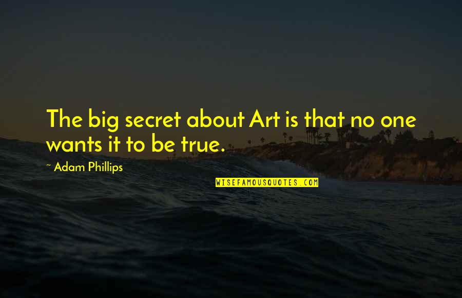 Philosophy About Art Quotes By Adam Phillips: The big secret about Art is that no