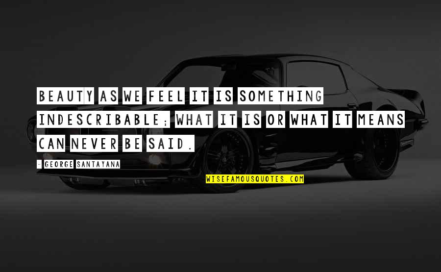 Philosophy In Fiction Quotes By George Santayana: Beauty as we feel it is something indescribable;