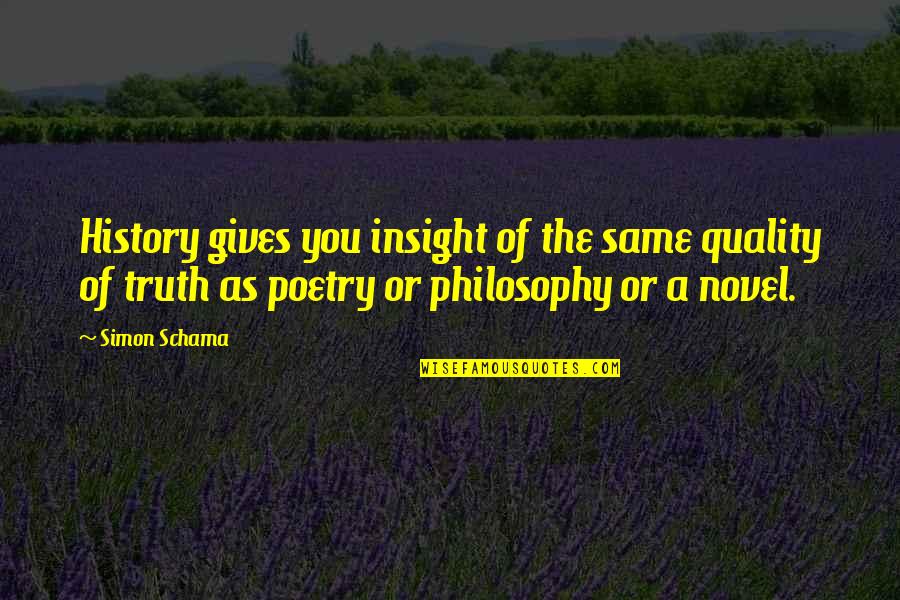 Philosophy Of Poetry Quotes By Simon Schama: History gives you insight of the same quality