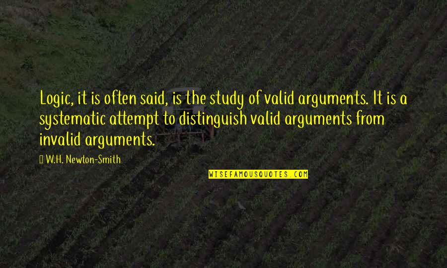 Philosophy Of Science Quotes By W.H. Newton-Smith: Logic, it is often said, is the study