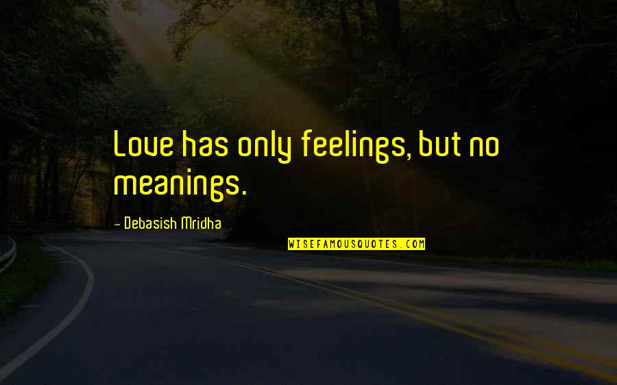 Philosophy Wisdom Quotes By Debasish Mridha: Love has only feelings, but no meanings.