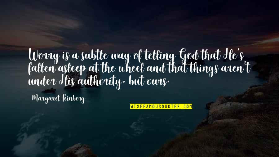 Phlogisticated Quotes By Margaret Feinberg: Worry is a subtle way of telling God