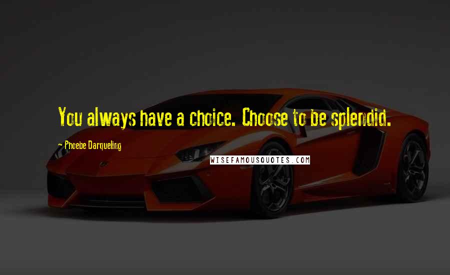 Phoebe Darqueling quotes: You always have a choice. Choose to be splendid.