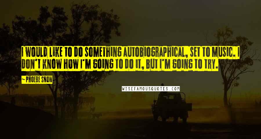 Phoebe Snow quotes: I would like to do something autobiographical, set to music. I don't know how I'm going to do it, but I'm going to try.