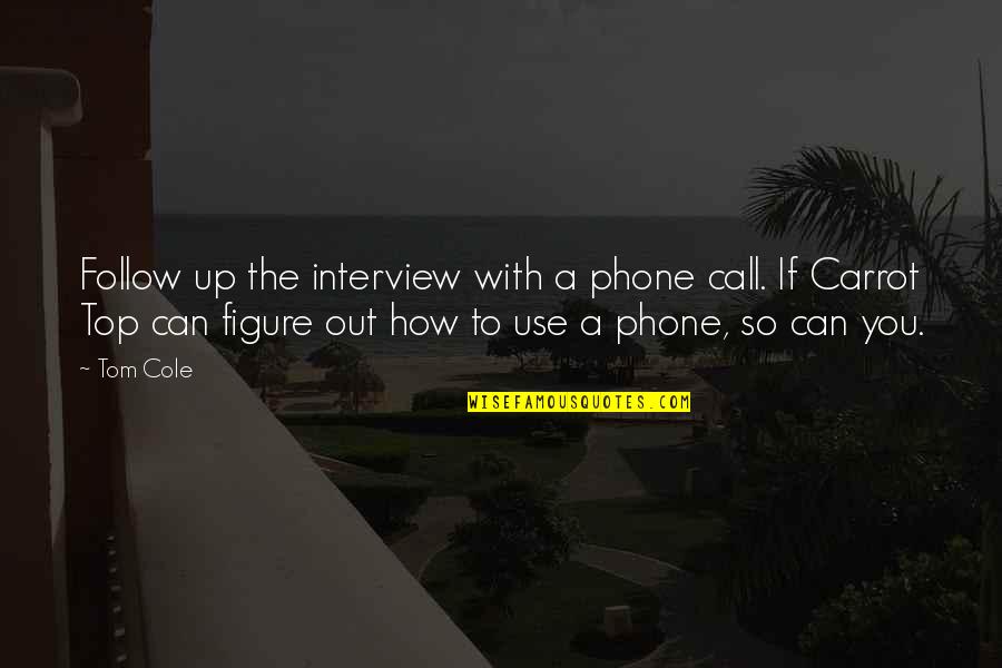 Phone Call Quotes By Tom Cole: Follow up the interview with a phone call.