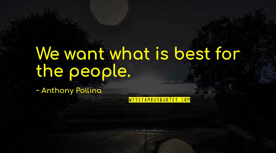 Phoneshop Series Quotes By Anthony Pollina: We want what is best for the people.