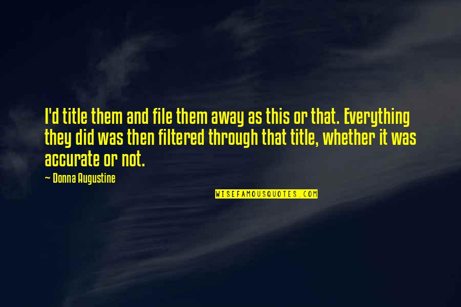Photo Edit Quotes By Donna Augustine: I'd title them and file them away as Photo Edit Quotes By Donna Augustine: I'd title them and file them away as