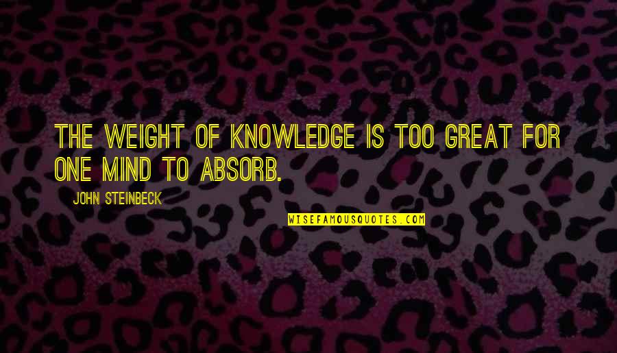 Photo Edits Quotes By John Steinbeck: The weight of knowledge is too great for