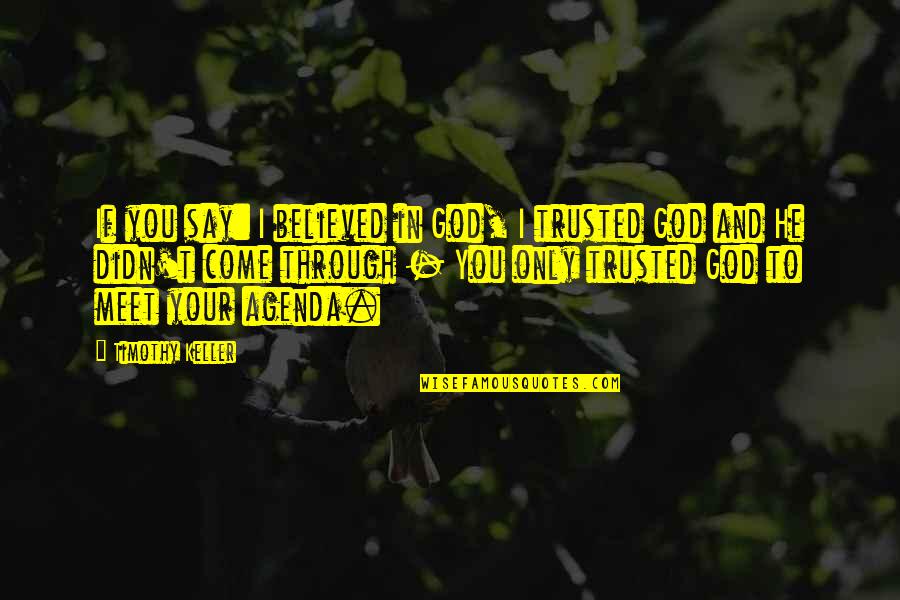 Photo Recreation Quotes By Timothy Keller: If you say: I believed in God, I