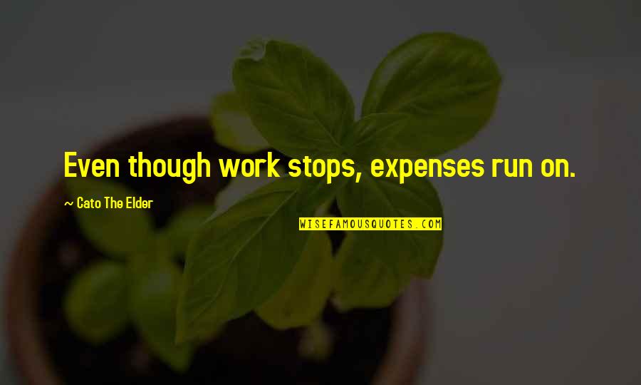 Photographable Offenses Quotes By Cato The Elder: Even though work stops, expenses run on.